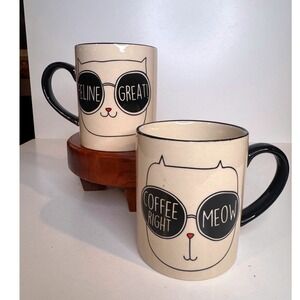 PET by Home Essentials Cat Mugs Set of 2 Feline Great Coffee Right Meow